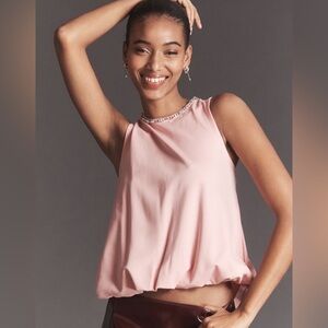 Maeve Pink Jeweled-Neck Sleeveless Top